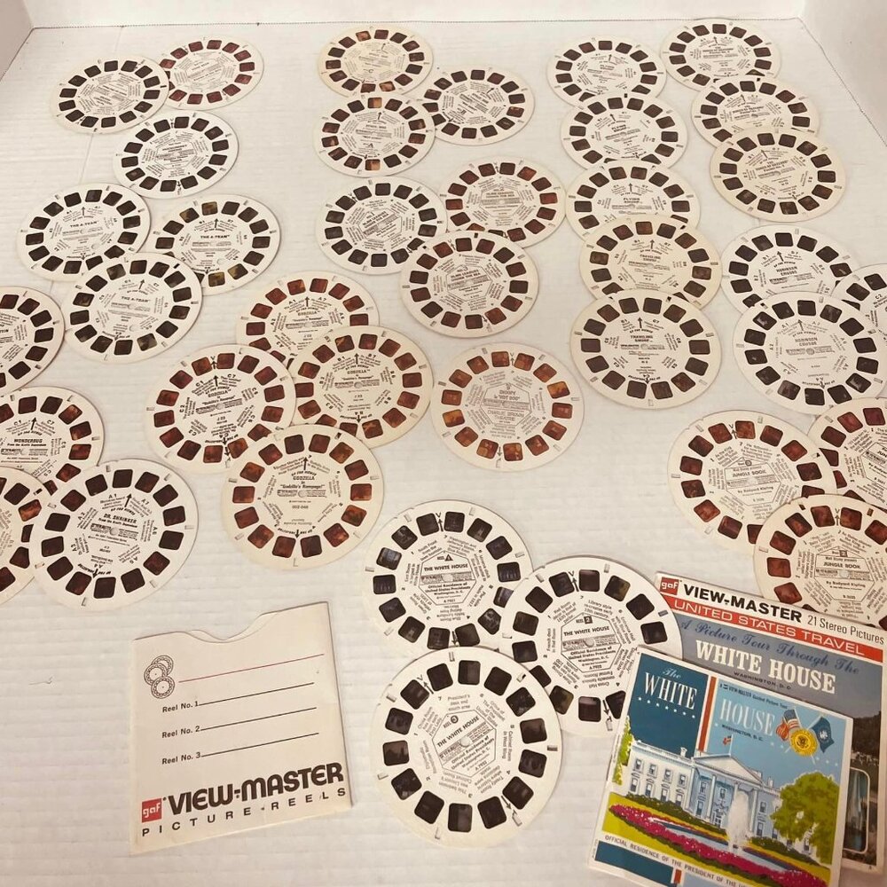 VIEW MASTER with LOT of 34 reels- WORKS- Dukes of Hazzard, A-Team & LOTS MORE